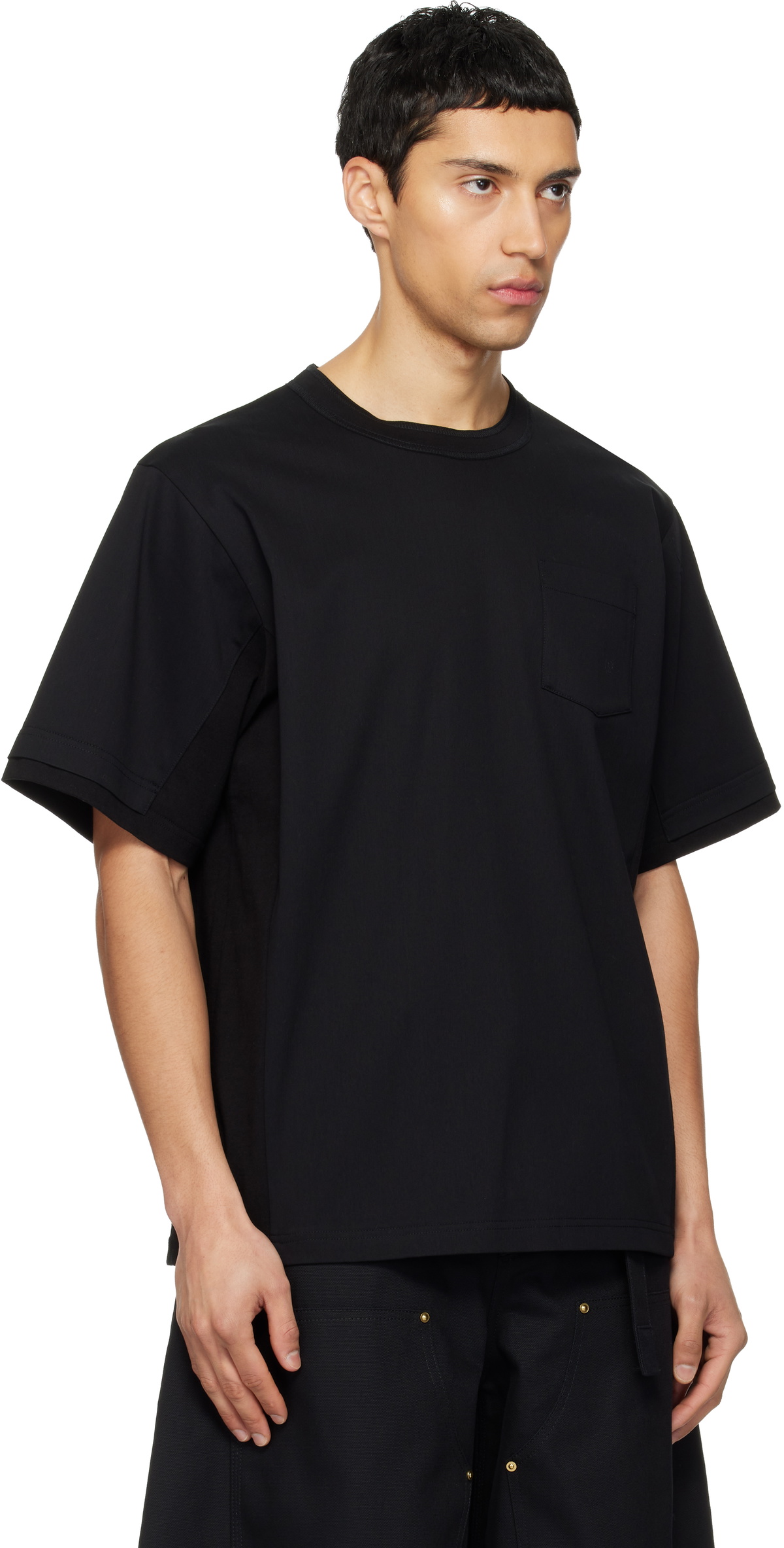sacai Black Cotton Jersey T-shirt