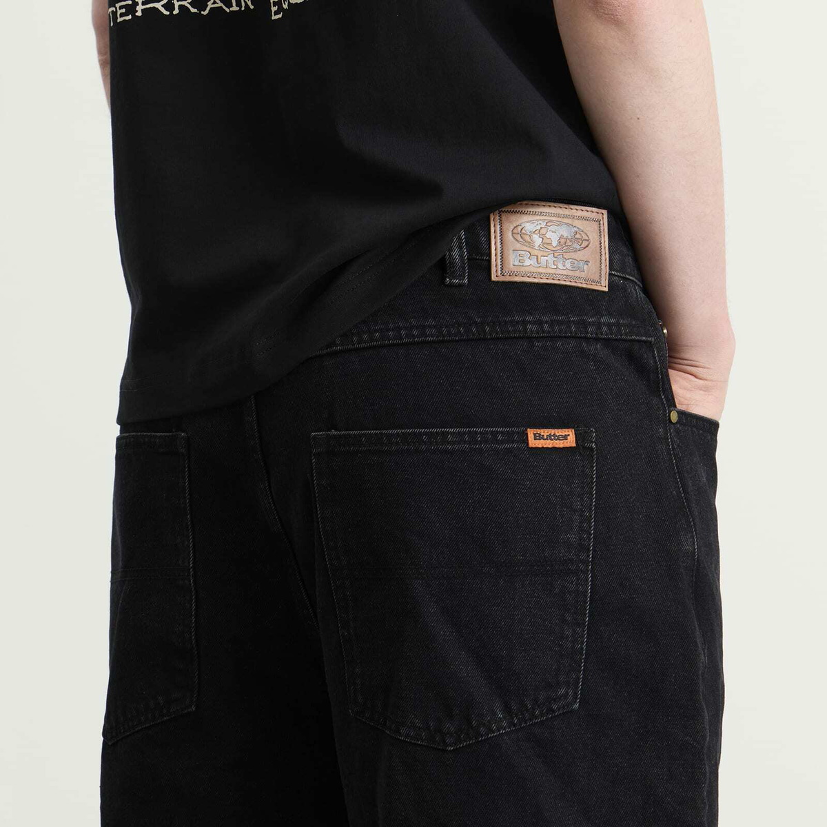 Butter Goods Men's Baggy Denim Shorts in Flat Black