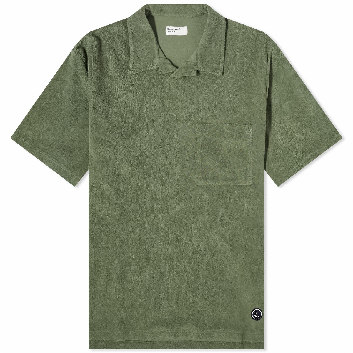Photo: Universal Works Men's Lightweight Terry Vacation Polo Shirt in Birch