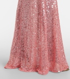David Koma Sequined draped gown