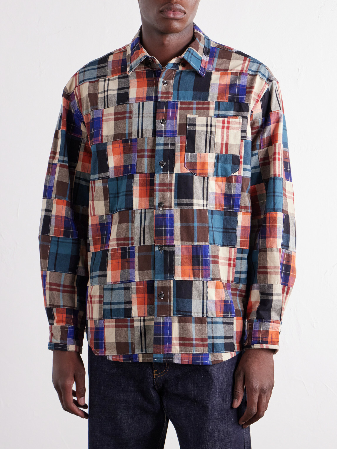 FrizmWORKS - Patchwork Checked Cotton Shirt - Multi