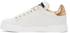 Dolce & Gabbana White & Gold Portofino Low Sneakers