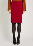Saint Laurent Woven Midi Skirt Red