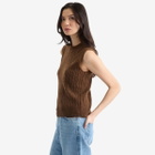 GUEST IN RESIDENCE Women's Cable Vest In Cashmere in Chestnut