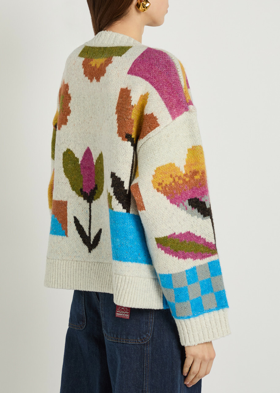 Free People Tulip Whirl Cotton-blend Cardigan Multicoloured