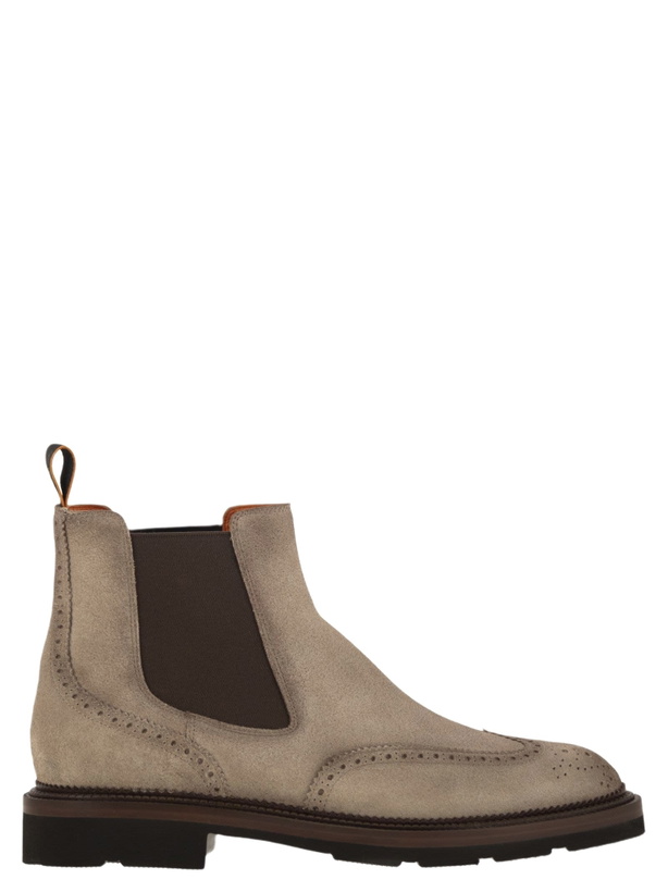 Photo: Santoni Chelsea Brogue Suede Ankle Boot