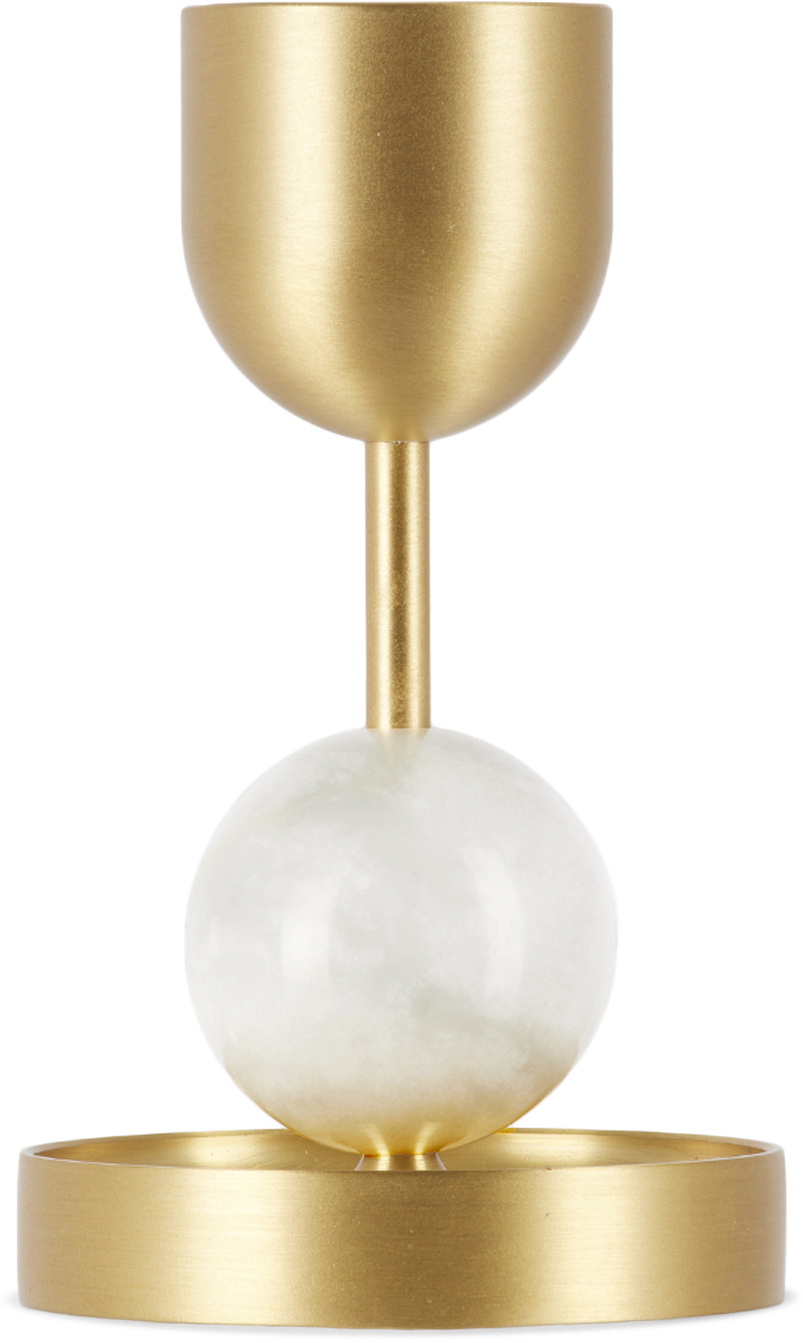 BLACK BLAZE Gold & White Fountain Candle Holder