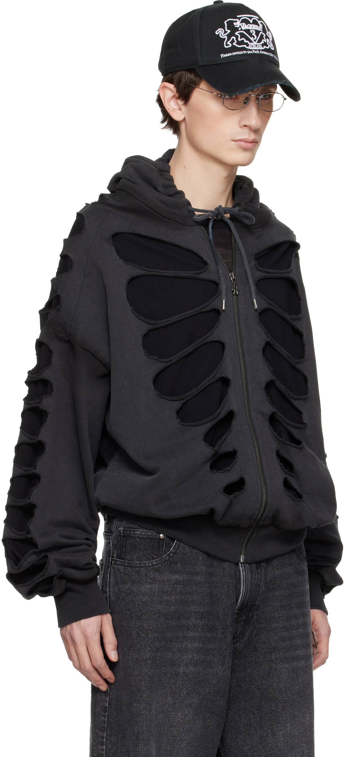 AVAVAV Black Shoulderless Cutout Hoodie