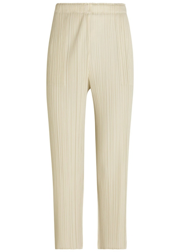 Photo: Pleats Please Issey Miyake Pleated Straight-leg Woven Cropped Trousers Ivory