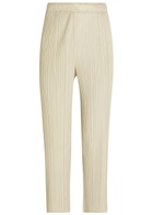 Pleats Please Issey Miyake Pleated Straight-leg Woven Cropped Trousers Ivory