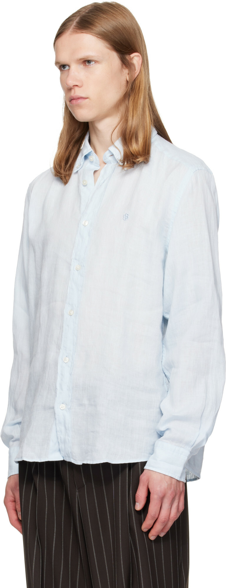 BOSS Blue Regular-Fit Linen Button-Down Shirt