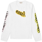 Marni Men's Long Sleeve Graffiti Logo T-Shirt in Lily White