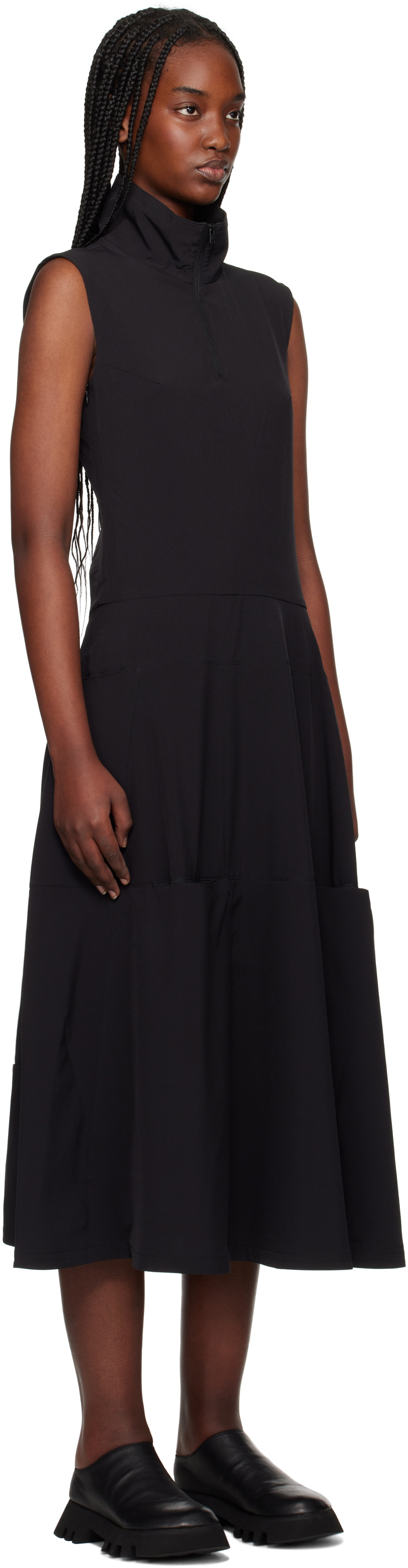 Y-3 Black Half-Zip Midi Dress