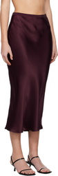 ANINE BING Burgundy Bar Silk Midi Skirt