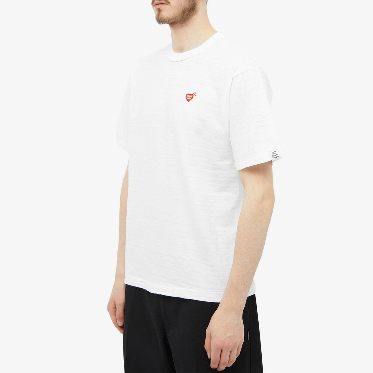 Human Made Men's Heart Badge Slub T-Shirt in White Human Made