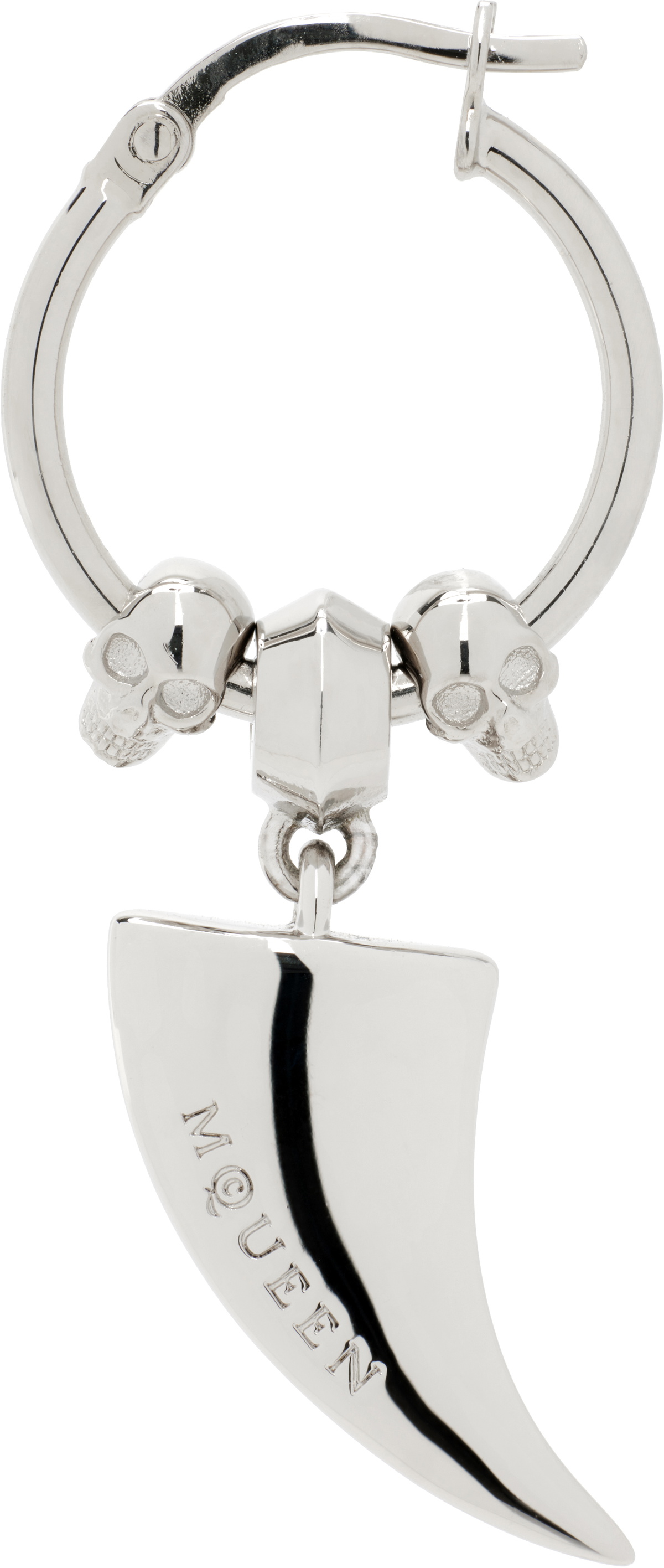McQueen Silver Tiger Claw Single Hoop Earring