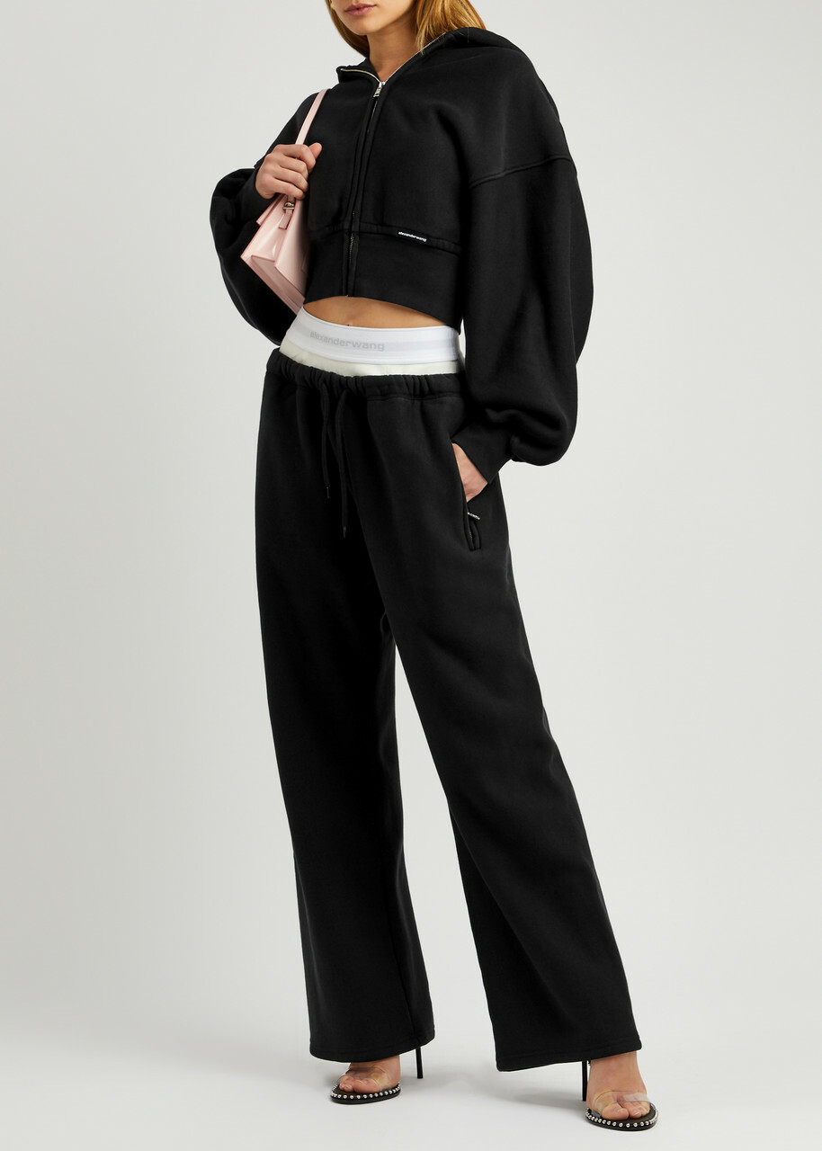 Alexanderwang.t Logo Layered Cotton Sweatpants Black