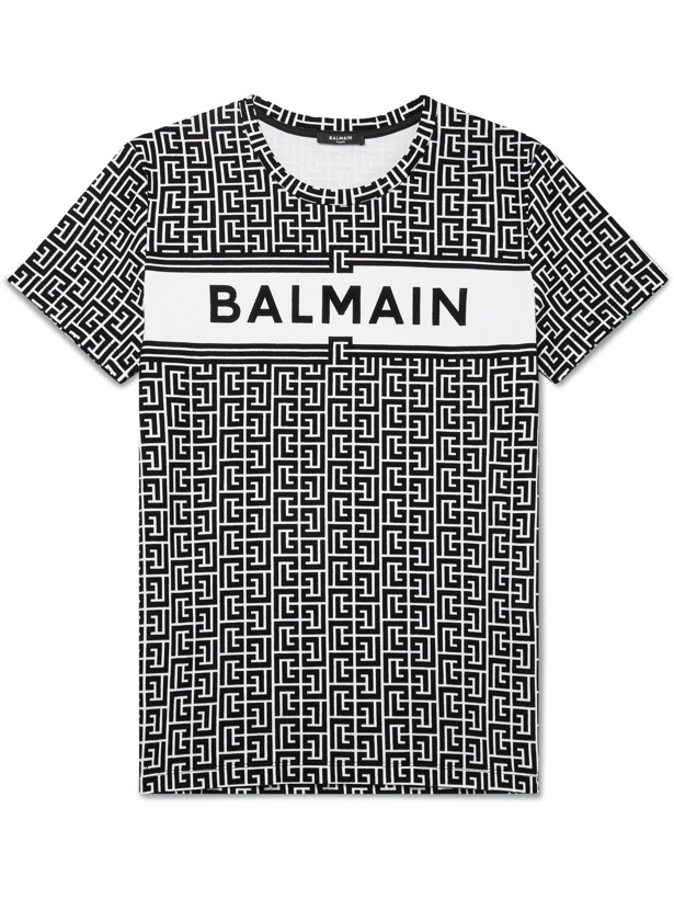 Photo: BALMAIN - Logo-Flocked Cotton-Jersey T-Shirt - Black - S