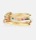 Spinelli Kilcollin - Nimbus 18kt gold linked rings with sapphires and emeralds