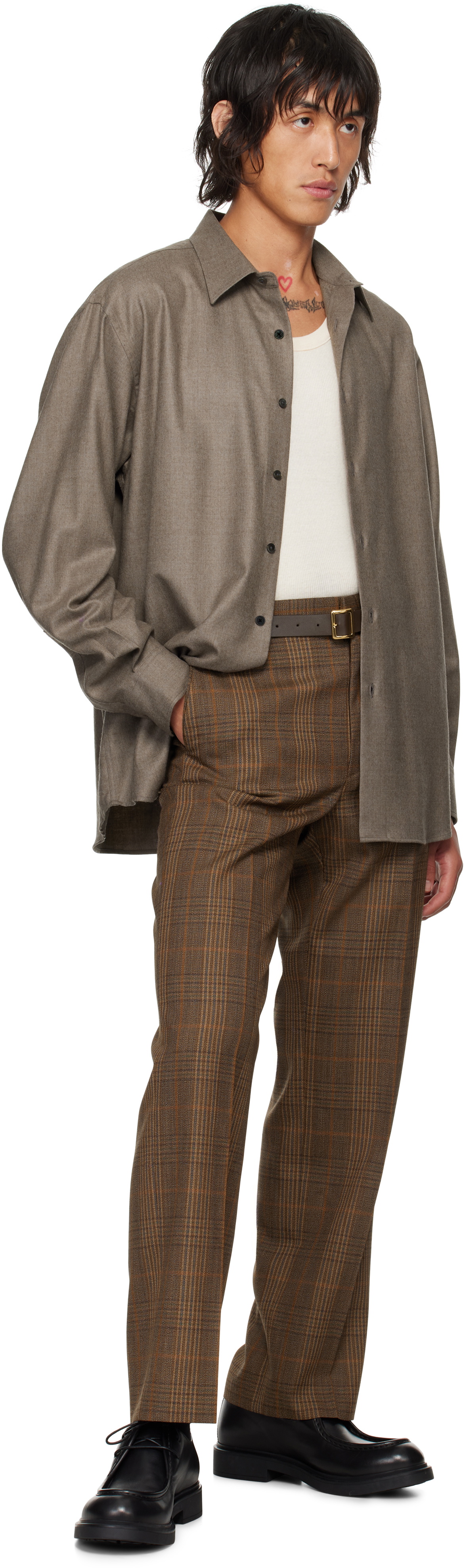 AURALEE Brown Super Light Wool Shirt Auralee