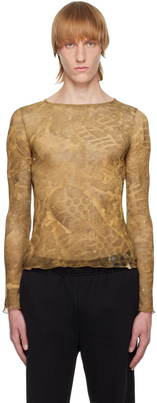 Photo: Serapis SSENSE Exclusive Brown Graphic Long Sleeve T-Shirt