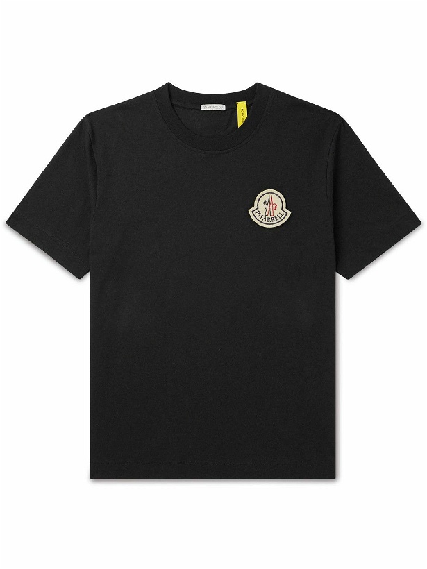 Photo: Moncler Genius - Pharrell Williams Logo-Appliquéd Cotton-Jersey T-Shirt - Black