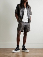 AMIRI - Straight-Leg Laser-Etched Perforated Leather Drawstring Shorts - Black