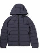 Zegna - Stratos Leather-Trimmed Quilted Shell Hooded Down Jacket - Blue