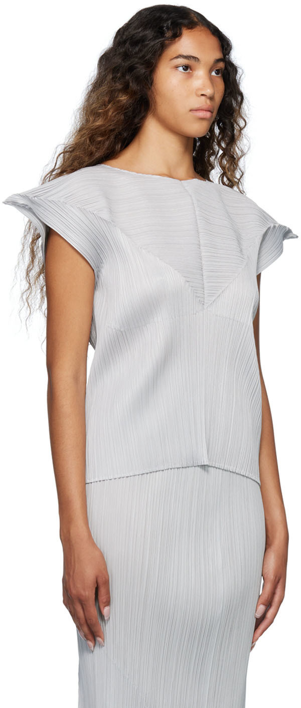 Pleats Please Issey Miyake Gray Try Angle Blouse Pleats Please