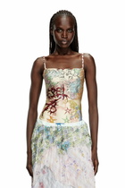 Diesel Bodysuit with tattoo print - T-Shirts Womens in Beige