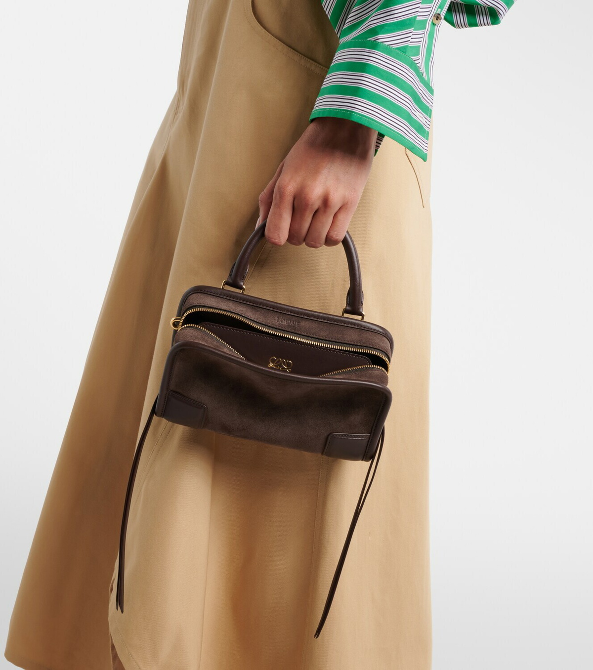 Loewe Amazona 180 Mini suede top-handle bag