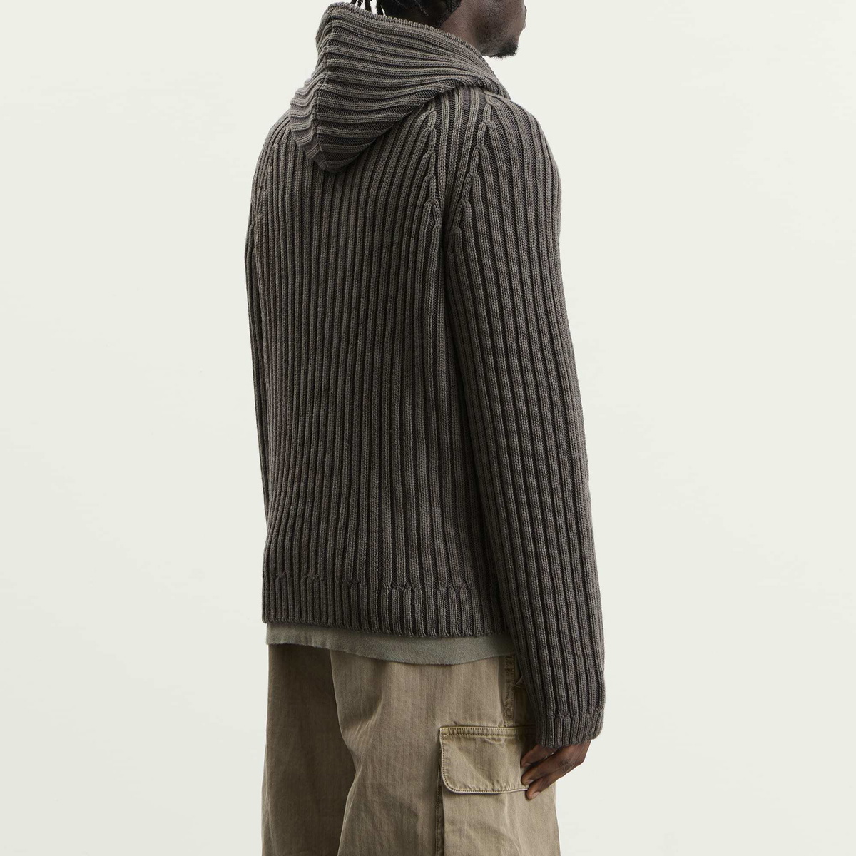 Our Legacy Men's Stripe Dry Merino Wool Level Hood in Sage