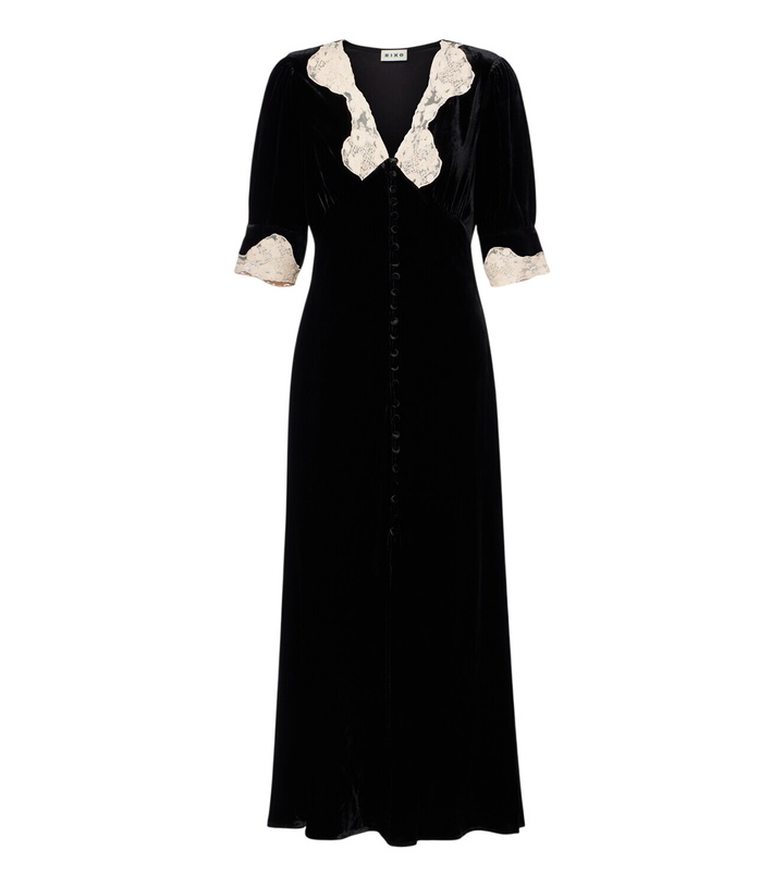 Photo: Rixo Simone lace-trimmed velvet midi dress