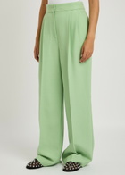 Erdem Wide-leg Twill Trousers Light Green