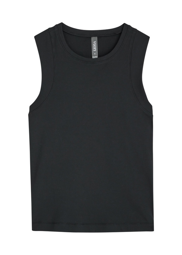 Photo: Vuori Pose Ribbed Stretch-modal Tank Black