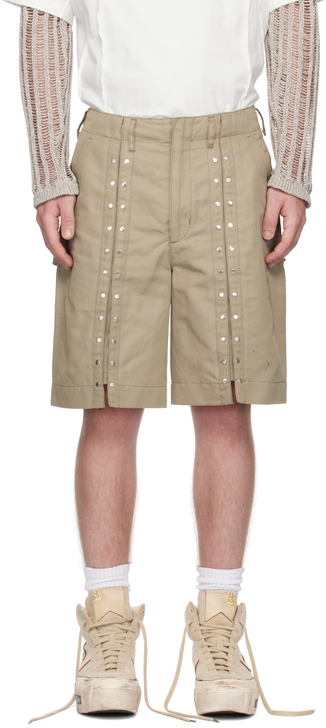 NVRFRGT Beige Studded Shorts