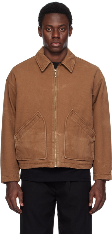 Photo: Izzue Brown Washed Zip-Up Jacket