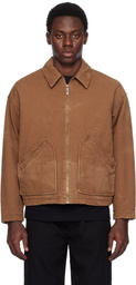 Izzue Brown Washed Zip-Up Jacket