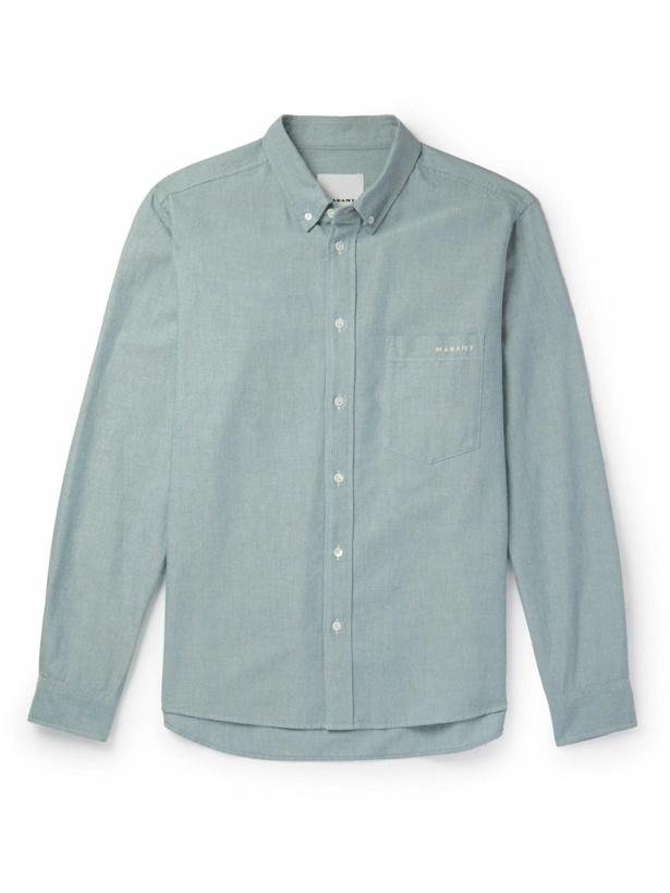Photo: Isabel Marant - Button-Down Collar Cotton Oxford Shirt - Blue