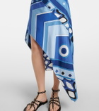 Pucci Printed asymmetric silk satin midi dress