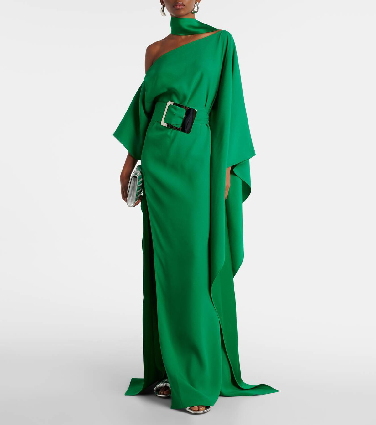 Taller Marmo Taylor belted one-shoulder crêpe cady kaftan
