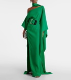 Taller Marmo Taylor belted one-shoulder crêpe cady kaftan