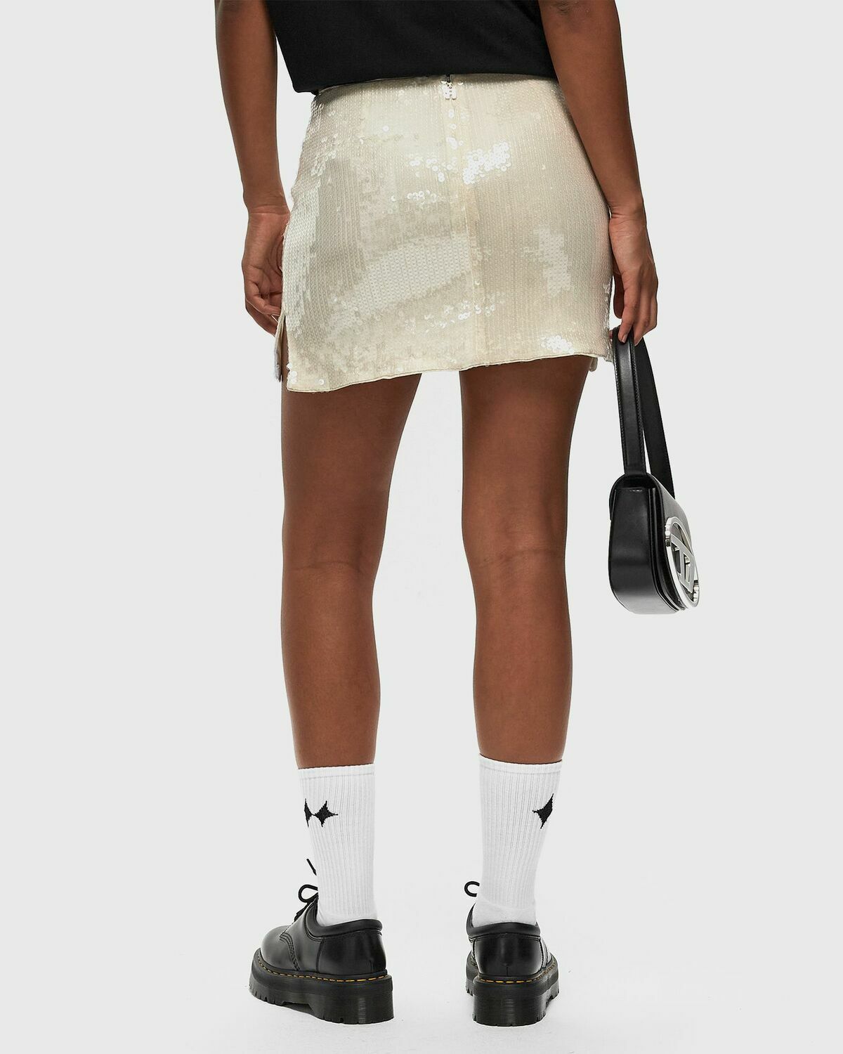 Rotate Birger Christensen Sequins Mini Skirt Beige Skirts