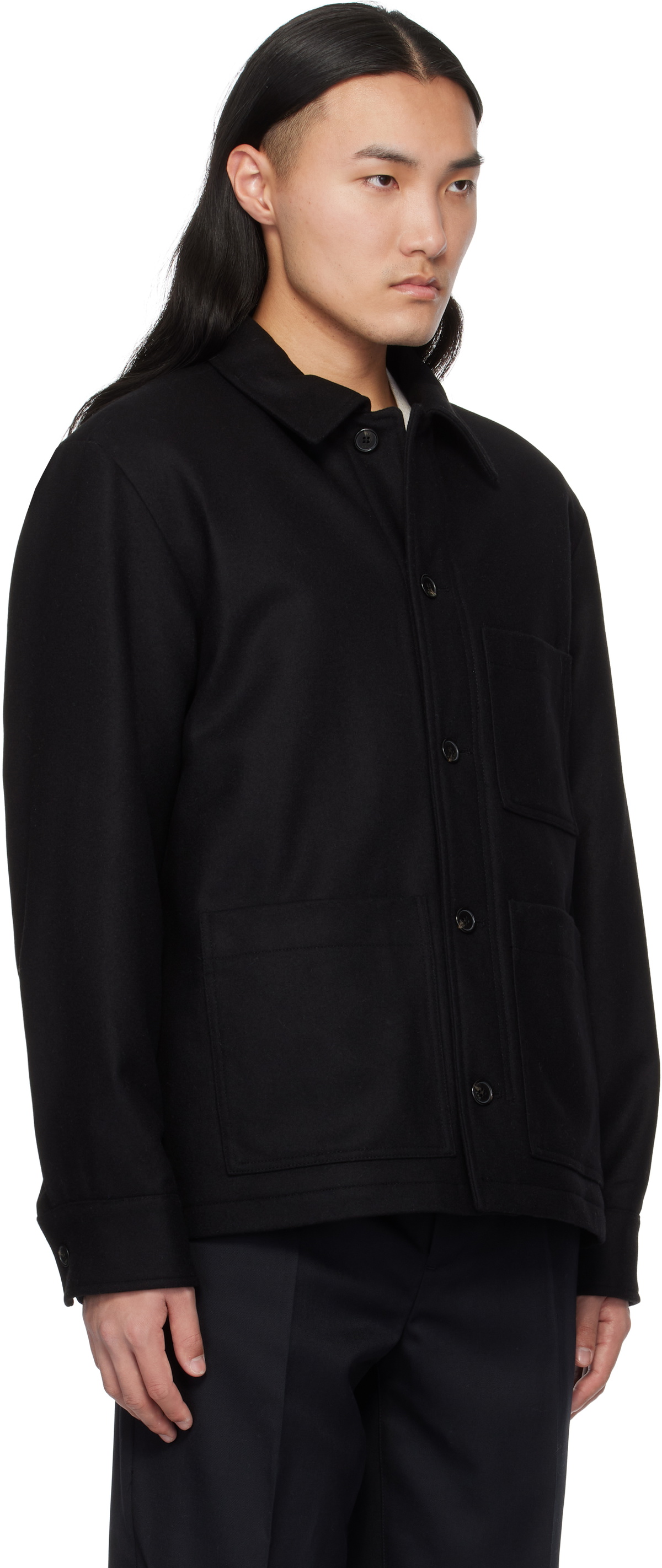 A.P.C.◇OLD/FRANCE製/CPO JACKET/長袖シャツ/M/ウール/BLK// Vintage 