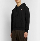 AMI - Logo-Embroidered Loopback Cotton-Jersey Hoodie - Black