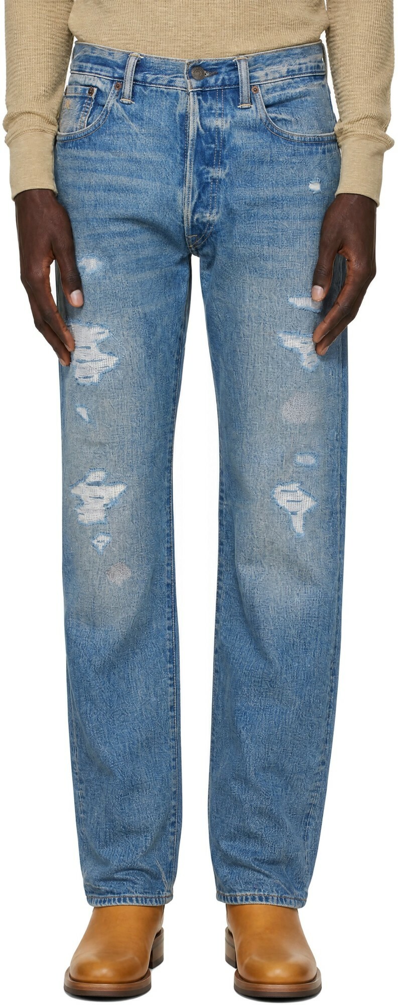 RRL Blue Straight-Leg Jeans