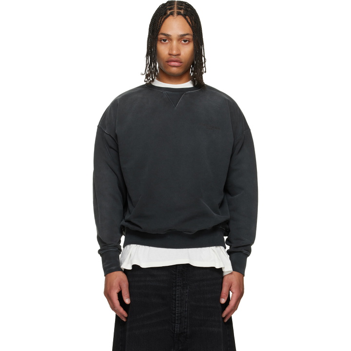 Photo: Maison Margiela Black Embroidered Logo Sweatshirt
