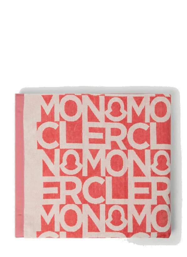 Photo: Moncler - Logo Print Beach Towel in Red