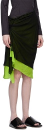 Kiko Kostadinov Black & Green Mirka Midi Skirt