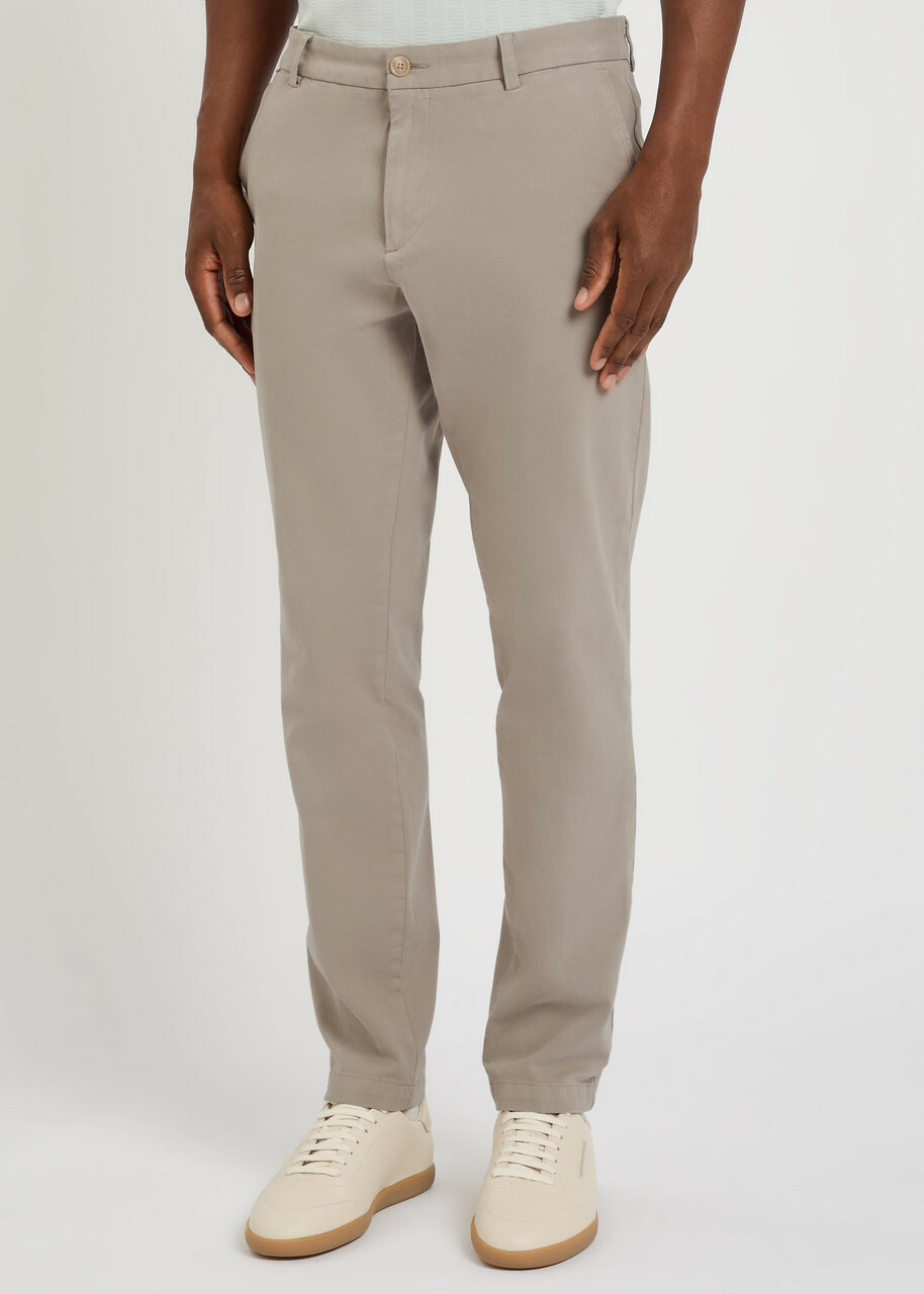 Boss Kane Tapered-leg Stretch-cotton Chino Trousers Beige